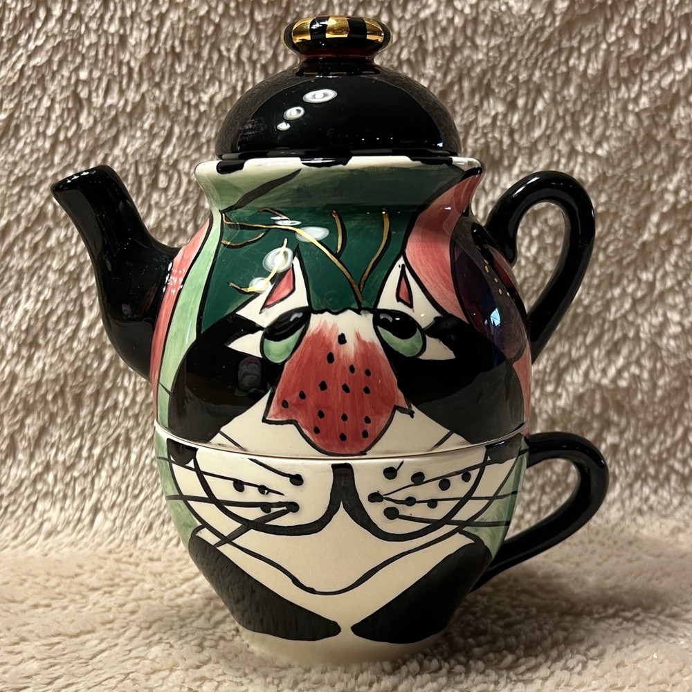 SWAK Lynda Corneille Clancy The Cat Signed Teapot - Picture 1 of 16